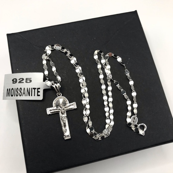 925 Sterling Silver 0.40CT MOISSANITE Cross Pendant Necklace size 18” - Picture 12 of 17